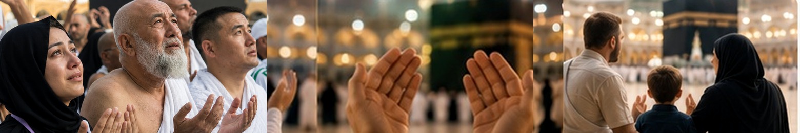 Kâbe'de dua eden hacı adayları